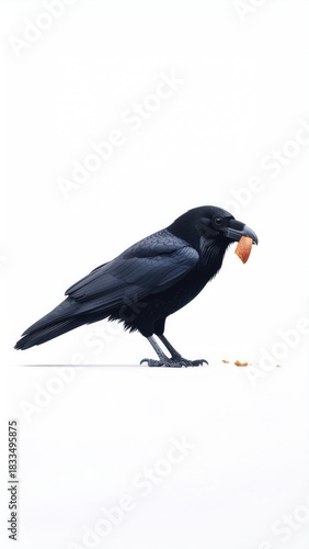 Black Crow with Food in Beak.