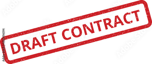 Distressed rubber stamp effect marking a preliminary contract requiring legal review and finalization diagonally