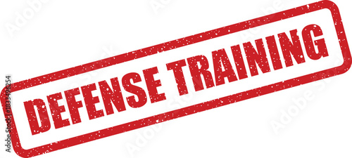 Distressed rubber stamp with official text defense training for military or security education programs