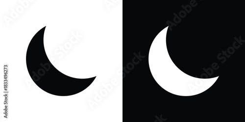 Moon icon, silhouette pictogram. black icon set