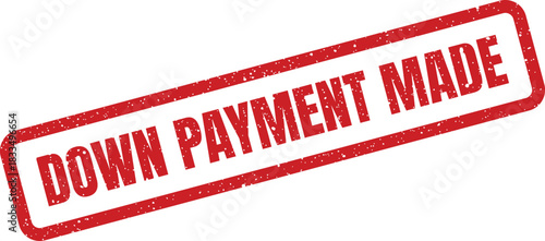 Financial confirmation of an initial deposit or partial payment shown on a textured red stamp