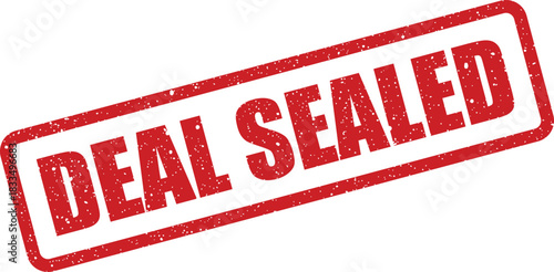 Gritty rectangular stamp featuring the phrase DEAL SEALED signifying a successful agreement or closure