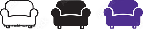  Sofa and Couch Icon Set. Line and Solid Furniture Symbols, Outline, Filled and Colorful Vector 