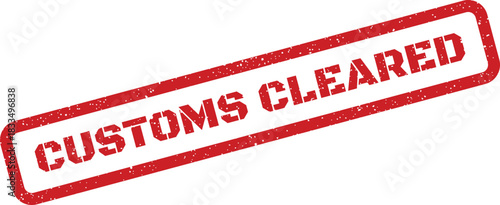 Grunge effect red stamp with customs cleared text indicating successful completion of verification process