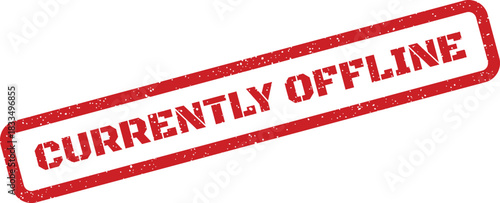 Grunge red rectangular rubber stamp impression featuring the urgent text CURRENTLY OFFLINE for digital status
