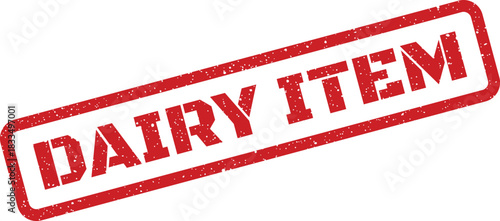 Grunge style rectangular seal with Dairy Item text indicating a food product category classification