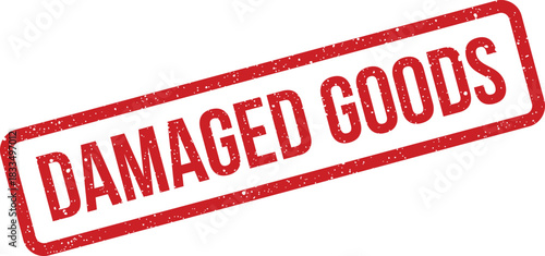 Grunge style red rubber stamp with text marking damaged goods for inventory or shipping records