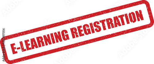 Grunge style rubber stamp effect displaying E LEARNING REGISTRATION text for online course enrollment