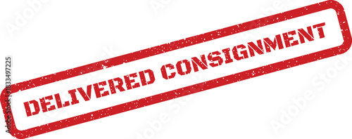 Grunge textured red rubber stamp vector displaying DELIVERED CONSIGNMENT text for tracking records