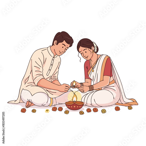 Diwali celebration couple festival tradition india culture