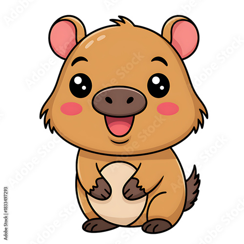 Adorable cartoon wombat begging for a hug, a charming vector illustration perfect for children's books and educational materials, exuding playful innocence and warmth