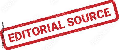Grungy red rectangular stamp vector with Editorial Source for content verification or origin information