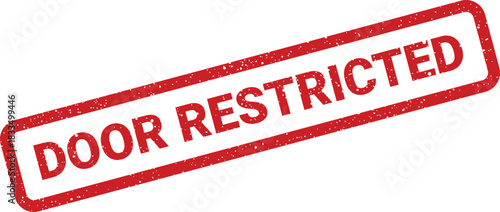 Official textured red rubber stamp directly marking an off limits doorway with restricted status