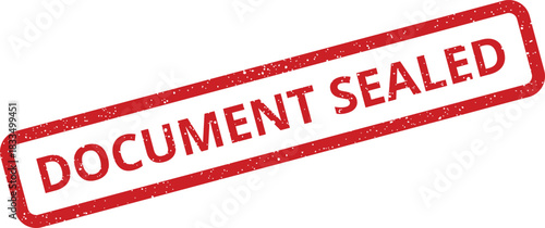 Professional rectangular rubber stamp impression displaying the words Document Sealed with a classic distressed look