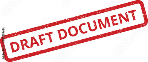 Rectangular distressed rubber stamp mark indicating Draft Document status for official paperwork
