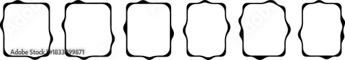 Set of 6 Abstract Wavy Frame Borders and Curvy Label Shapes – Minimal Decorative Outline Vector Design Collection for Modern Graphic Templates and Packaging