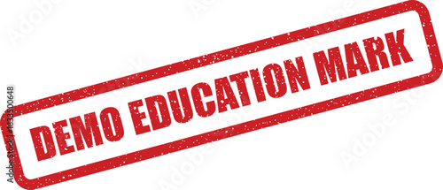 Rectangular textured graphic displaying a demo education mark in a distressed stamp style for learning content