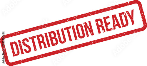 Rectangular textured stamp graphic featuring DISTRIBUTION READY message for logistics and supply chain