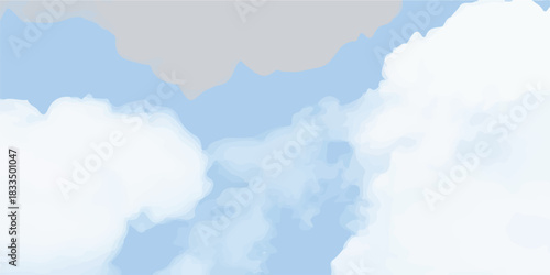 A bright, beautiful blue sky on a summer day with fluffy white cumulus clouds