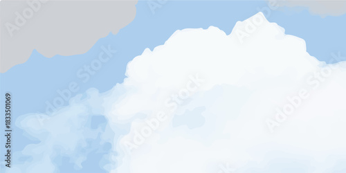 Fluffy white cumulus clouds drift through the beautiful blue sky, creating a peaceful natural cloudscape on a clear summer day