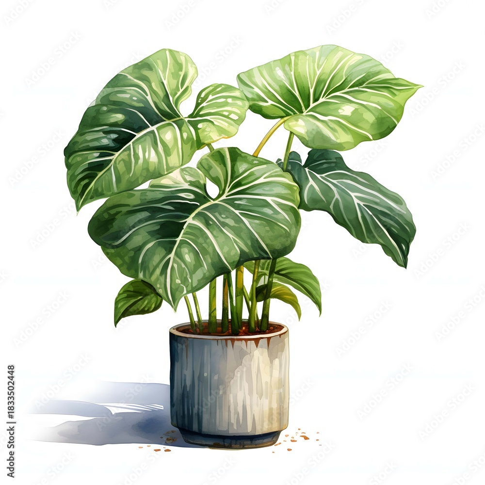 Fototapeta premium Majestic philodendron gloriosum flourishes in a modern pot