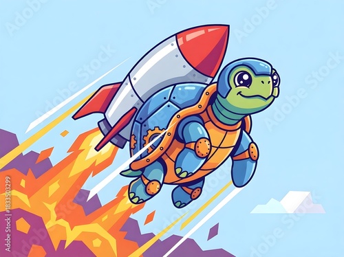 Rocket Turtle Startup Mascot Logo