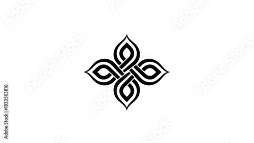 Elegant interwoven petal design creating a balanced and stylized symmetrical shape