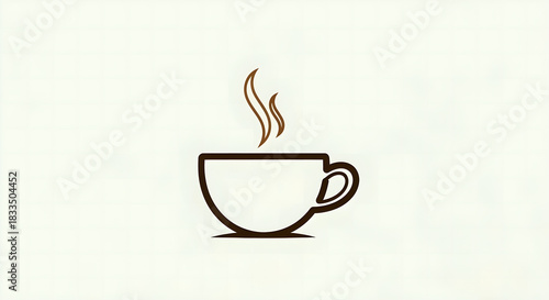 Minimalist coffee cup icon vector. A simple brown line art concept of a hot beverage with steam, perfect for a cafe logo or menu design