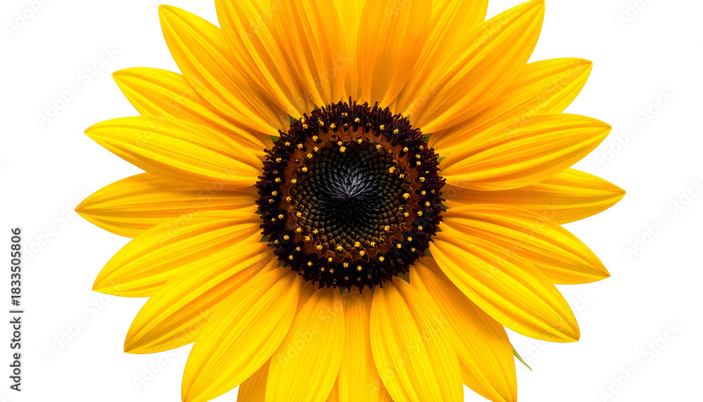 Obraz premium Vibrant Yellow Sunflower on White Background
