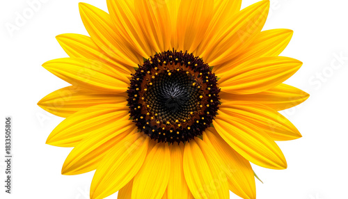 Vibrant Yellow Sunflower on White Background