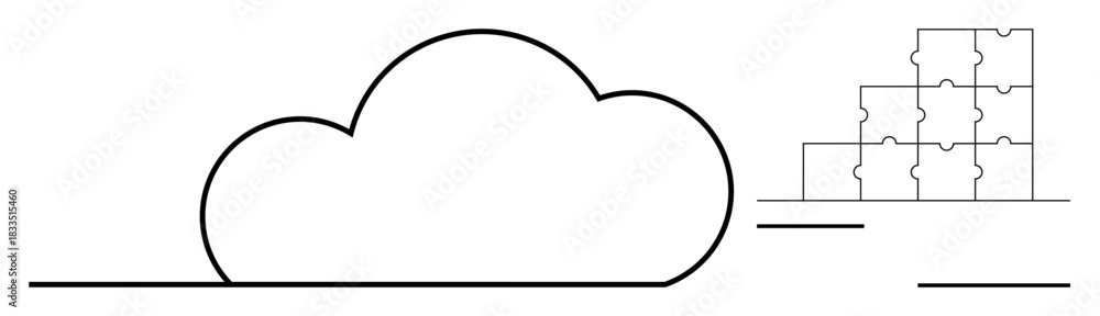 Obraz premium Cloud computing. Cloud computing with puzzle pieces data integration and system connectivity. Cloud computing for technology, IT solutions, data storage, digital platforms, and innovation