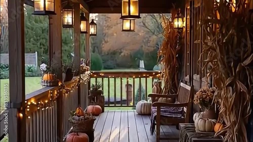 Thanksgiving lantern with pumpkin