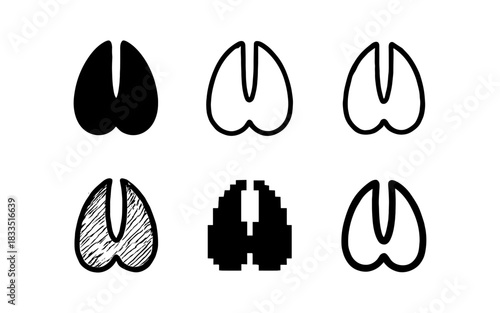 Diverse hoof styles: silhouette, linear, pixel art, and sketch variations
