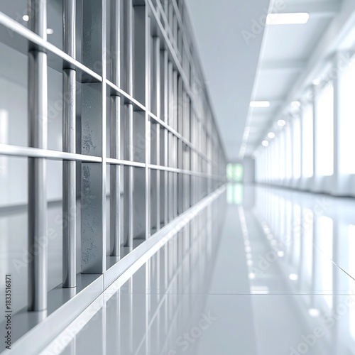 Prison Cell Bars and Hallway - A Stark Reminder of Confinement.