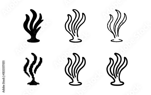 Variety of seaweed designs: gradient, pixelated, and linear styles