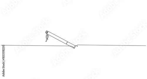 one line art drawing smoking cigarette vector illustration,The Slow Burn of Addiction,Simple Line Drawing of a Burning Cigarette