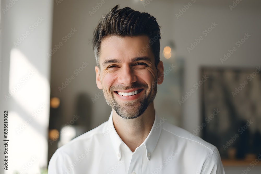 Obraz premium Attractive man with a charming smile poses for a portrait
