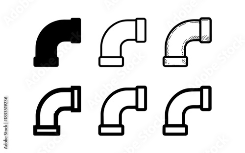 Variety of pipe fittings in different styles on white background
