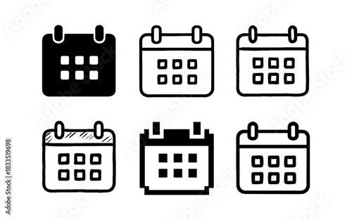 Variety of calendar icon designs in different styles