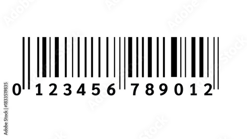 Simple black and white barcode illustration with numerical code, clean design for packaging and product labeling.
