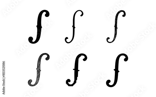 Diverse styles of f holes: modern music design elements