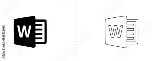Document Editor Icon – Minimal Text File Symbol in Solid and Outline Style for UI, Apps, Office Tools, Writing Software, File Management and Digital Interface Design