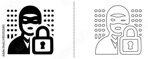 Hacker Icon – Cyber Security, Data Protection, Hacking Prevention, Padlock, Digital Security, Cybercrime, Security Breach, Online Threats, Cyber Attack