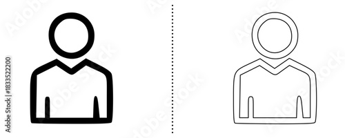 User Avatar Icon – Person Profile Symbol for Account, Login, Business Contact, Identification, and People Interface in Bold and Outline Style