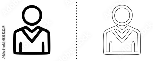 User Avatar Icon – Person Profile Symbol in Bold and Outline Style, Human Figure Illustration for Accounts, Login, People and Team Concepts