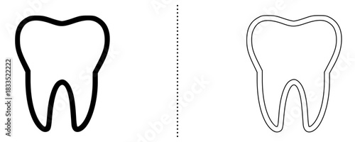 Tooth Icon – Dental Care Symbol, Oral Hygiene, Healthy Teeth, Dental Treatment, Tooth Care, Dentist Illustration in Bold and Outline Style