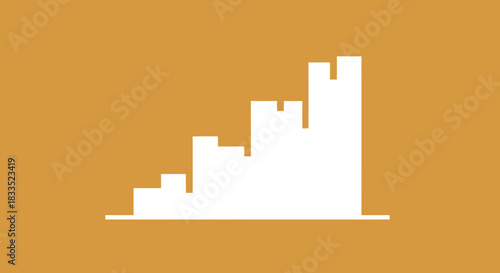 Stylized white city silhouette on gold background