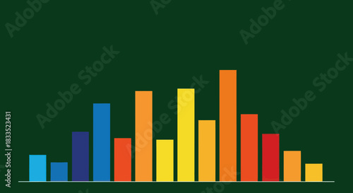 Colorful bar graph on dark green background shows trends