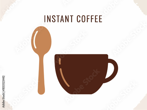 Instant Coffee Illustration A Spoon and a Cup in Simple Design