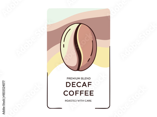 Elegant Decaf Coffee Blend Label Design with Modern Pastel Swirls